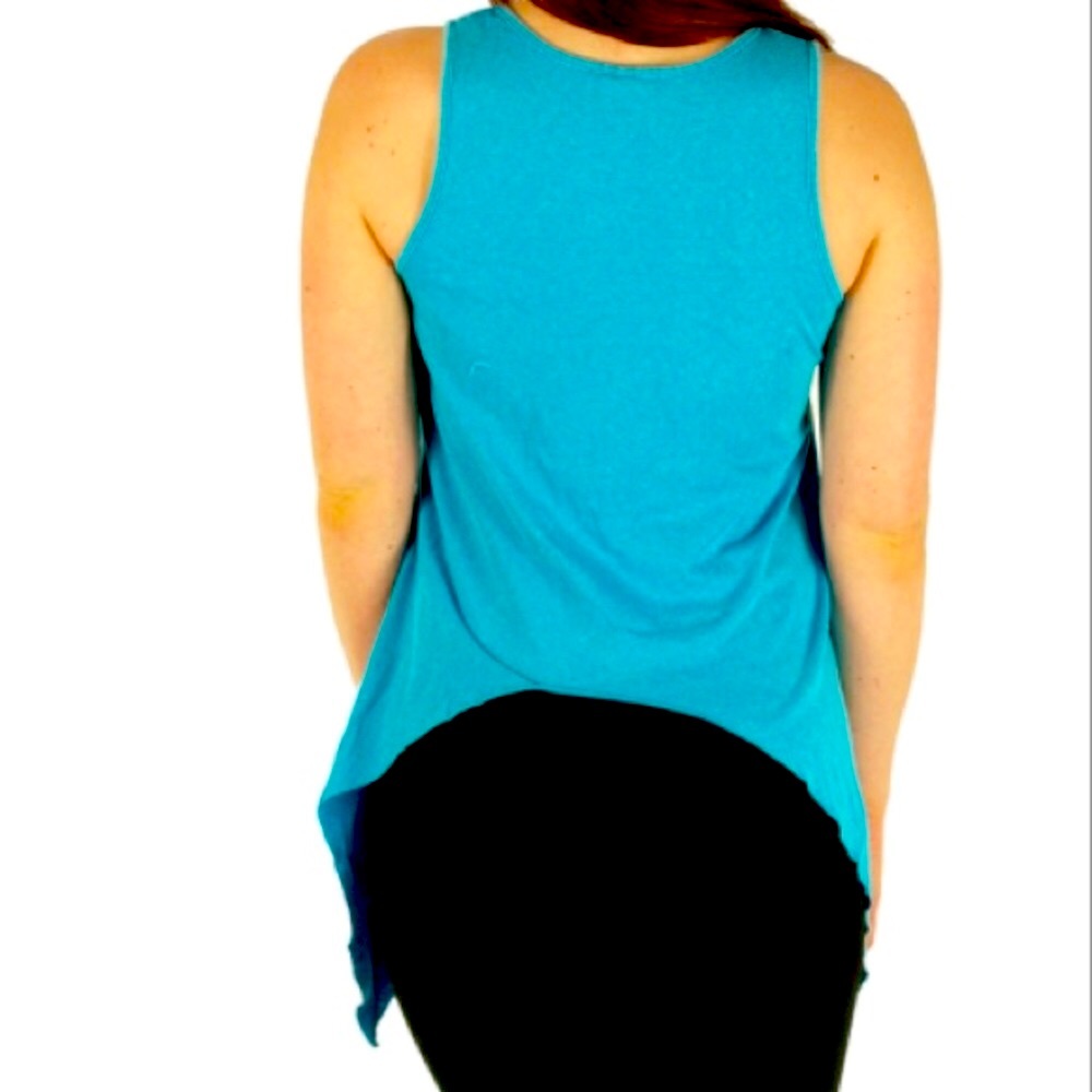 🔴CLEARANCE🔖 NWT 🦈 DOTS COTTON TURQUOISE BLUE SHARK BITE TANK TOP Women 1X 2X 3X - Picture 3 of 7